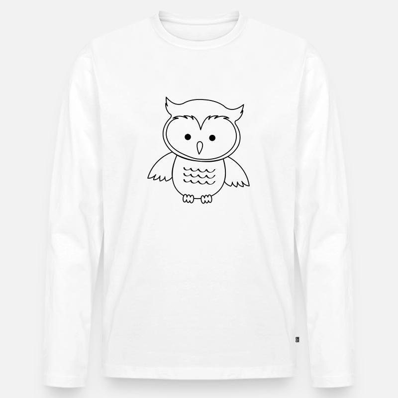 Eule - Männer Premium Bio Langarmshirt - Weiß