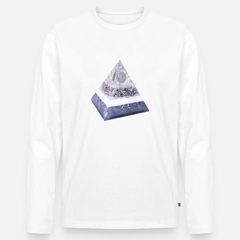 Blume des Lebens Pyramide - Männer Premium Bio Langarmshirt - Weiß