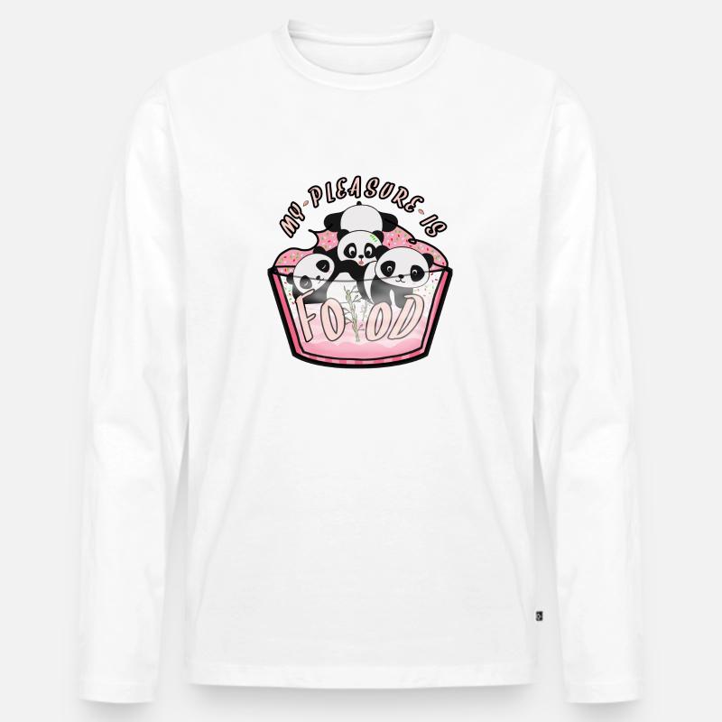 Pandas - Männer Premium Bio Langarmshirt - Weiß