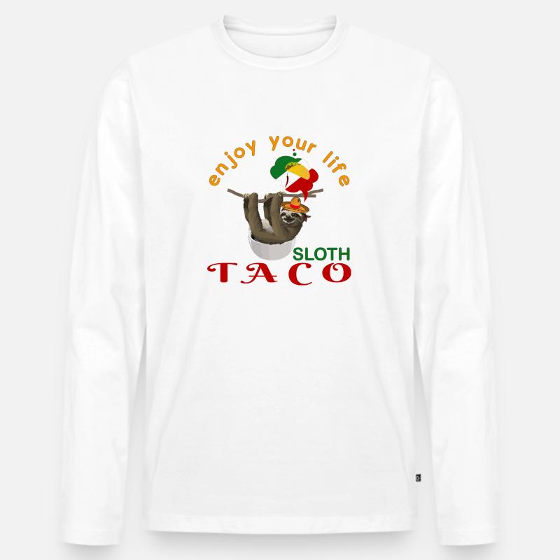Taco Faultier - Männer Premium Bio Langarmshirt - Weiß
