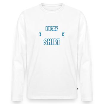 Lucky fishing shirt funny fishing men dad son - T-shirt manches longues Premium bio Homme - blanc - Devant - Nico (187cm)