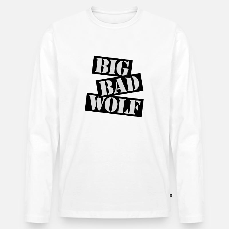 big bad wolf Zitat - Männer Premium Bio Langarmshirt - Weiß