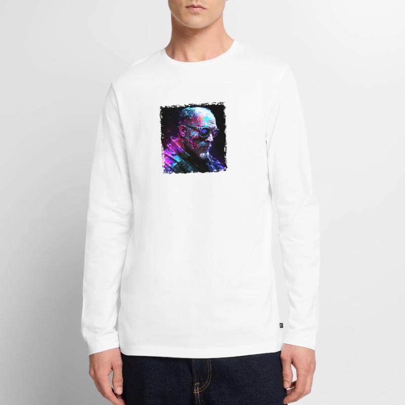 Alter High Tech Cyborg oder Android im Neonlicht Männer Premium Bio Langarmshirt