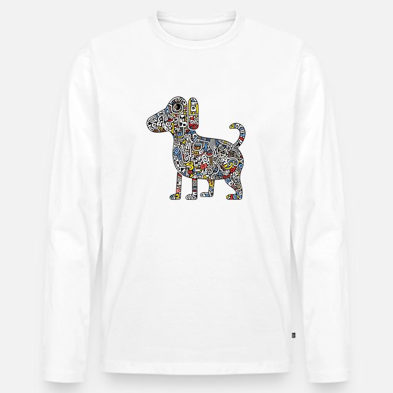 Hunde-Kunst-Muster - Männer Premium Bio Langarmshirt - Weiß