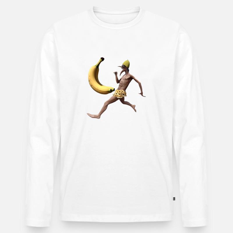 BANANE - Männer Premium Bio Langarmshirt - Weiß