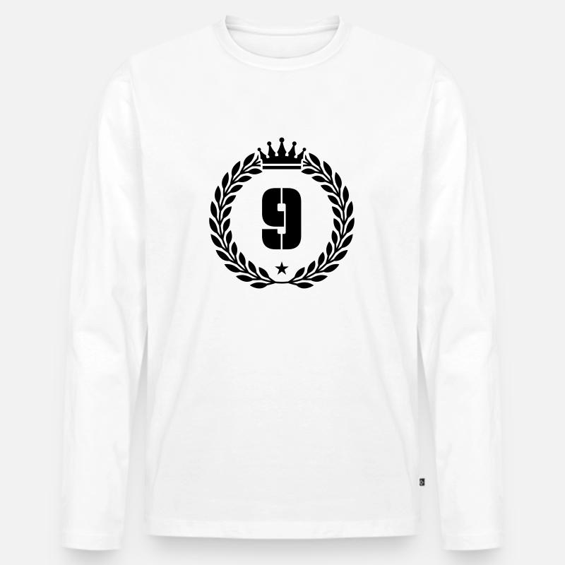 9 krone - Männer Premium Bio Langarmshirt - Weiß