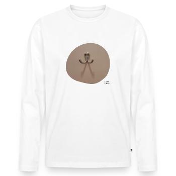 I see faces - Ich sehe Gesichter - Men's Premium Organic Long Sleeve Shirt - white - Front - Nico (187cm)