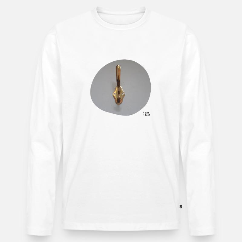 I see faces - Ich sehe Gesichter - Männer Premium Bio Langarmshirt - Weiß