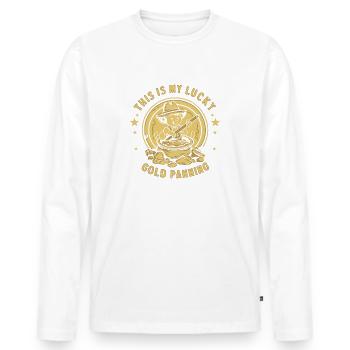 This Is My Lucky Gold Panning - Men's Premium Organic Long Sleeve Shirt - white - Front - Nico (187cm)
