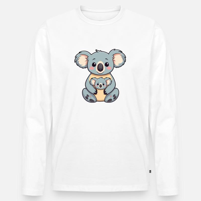 Koala mit Baby - Männer Premium Bio Langarmshirt - Weiß