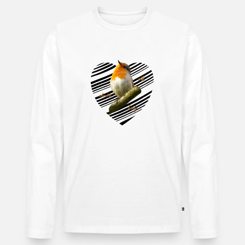 Rotkehlchen Singvogel - Männer Premium Bio Langarmshirt - Weiß