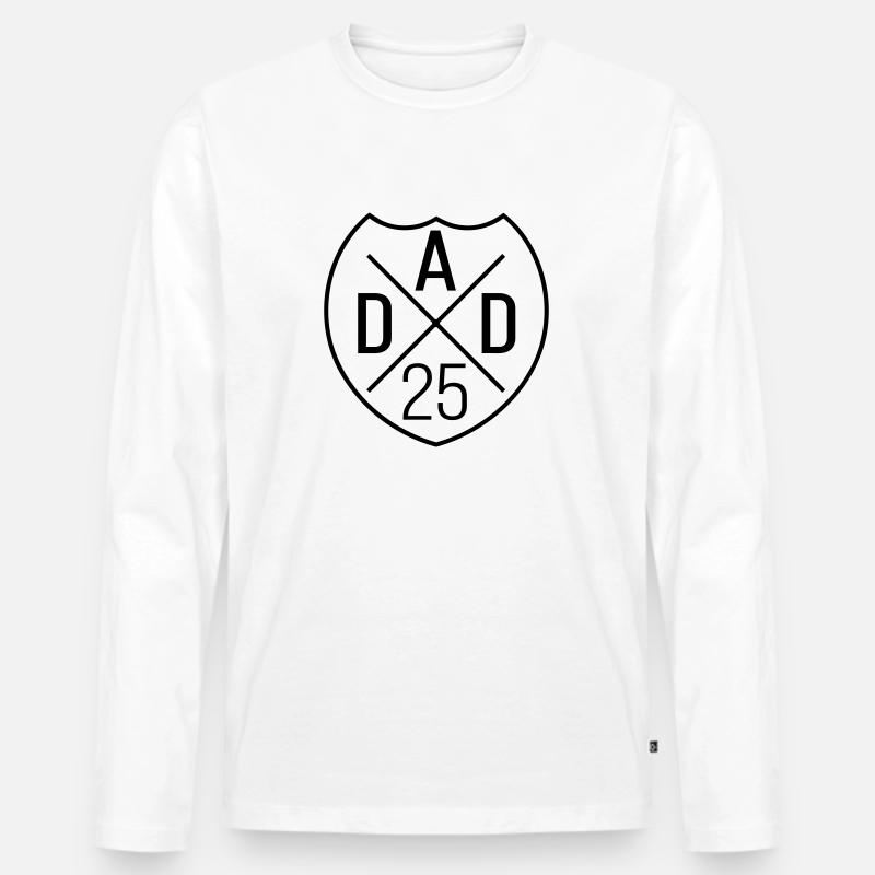 Papà 25 Padre Bambino Papà 2025 Cresta - Maglia a manica lunga ecologica premium da uomo - bianco