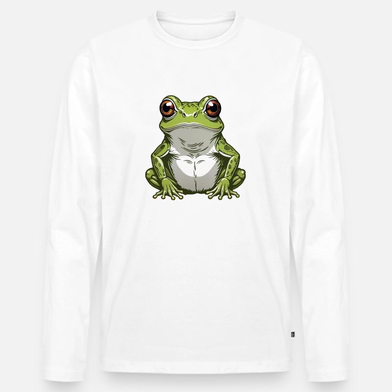 Frosch - Männer Premium Bio Langarmshirt - Weiß
