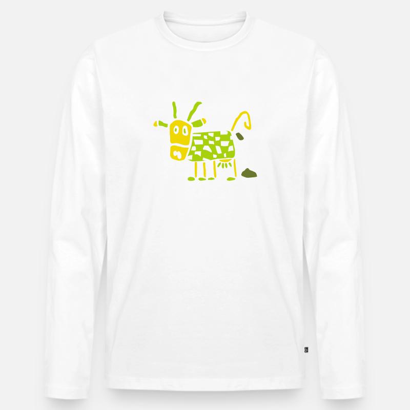 Kuh - Männer Premium Bio Langarmshirt - Weiß