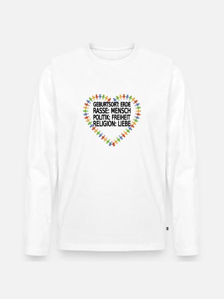 Gegen Rassismus - Männer Premium Bio Langarmshirt - Weiß