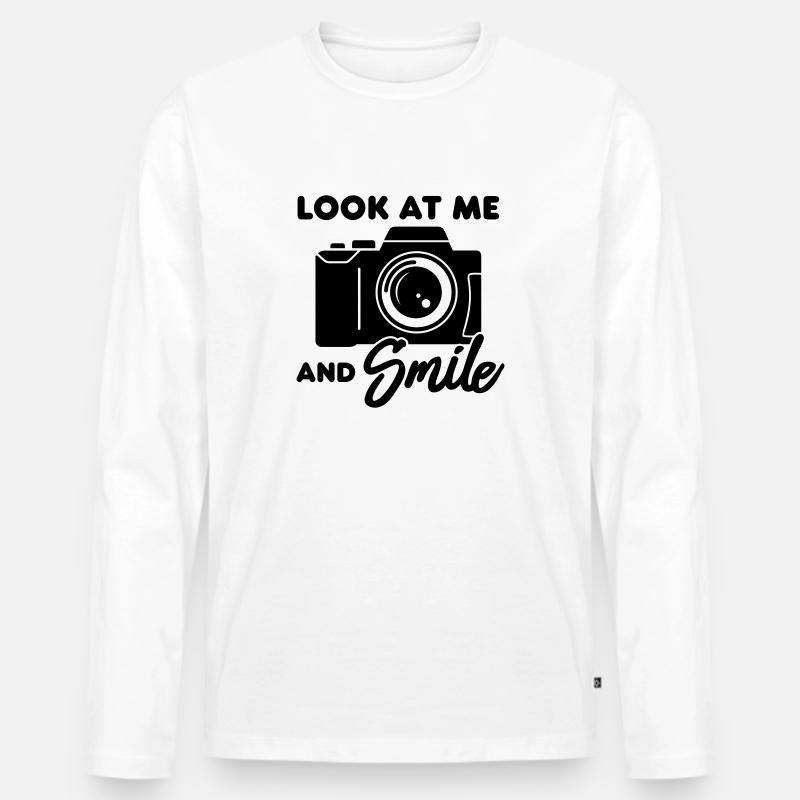 Kamera (Smile) - Männer Premium Bio Langarmshirt - Weiß