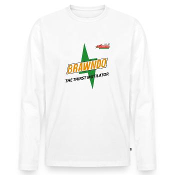 Brawndo, the thirst mutilator - Männer Premium Bio Langarmshirt - Weiß - Vorne - Nico (187cm)