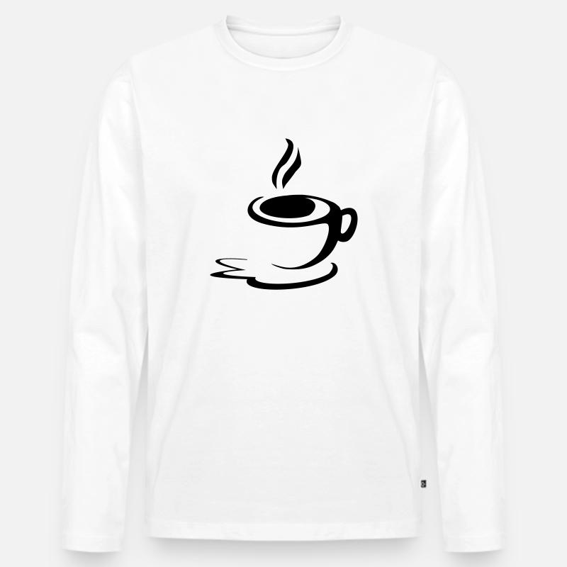 Kaffeetasse - Männer Premium Bio Langarmshirt - Weiß