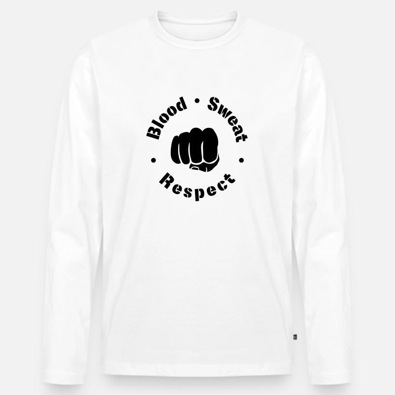 Blood Sweat Respect! - Männer Premium Bio Langarmshirt - Weiß