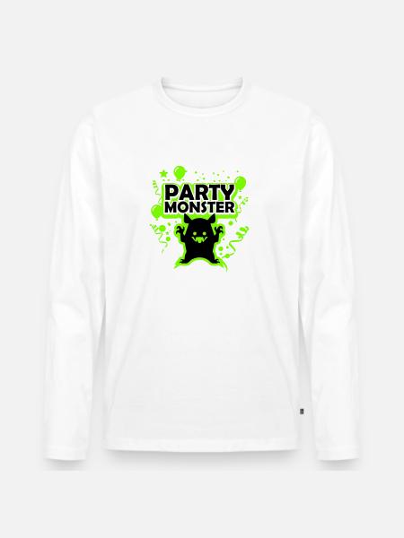 Party monster green - Men's Premium Organic Long Sleeve Shirt - white