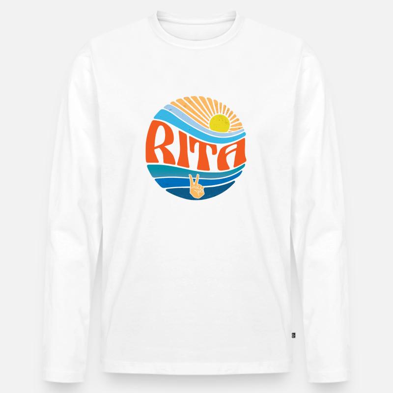Rita Hemd Vintage Sunset Rita Groovy Krawatte Dye - Männer Premium Bio Langarmshirt - Weiß