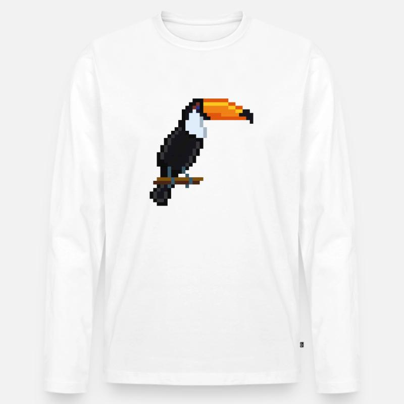 Vogel - Männer Premium Bio Langarmshirt - Weiß