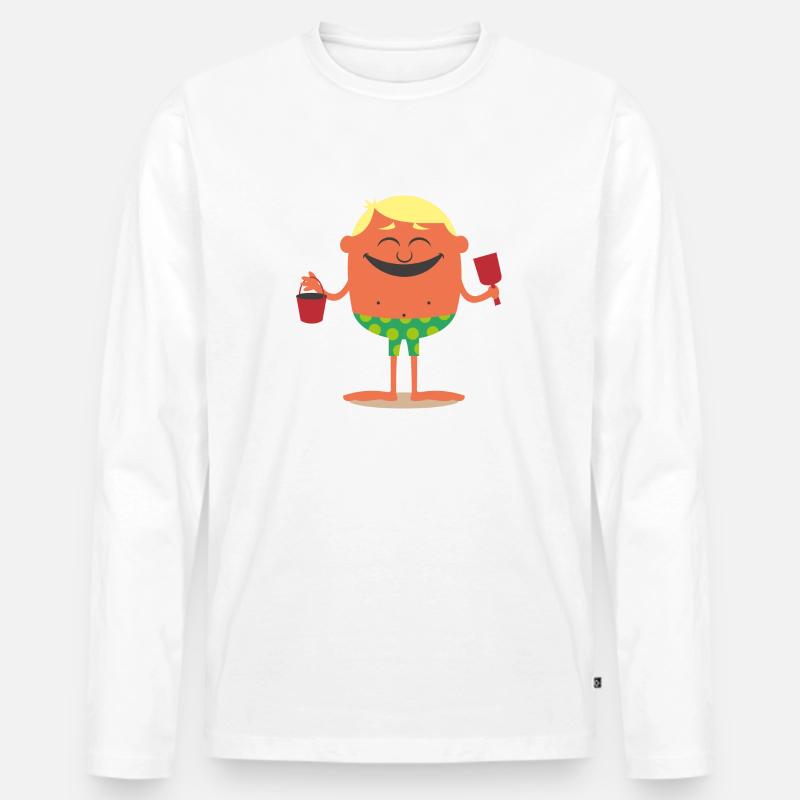 Sommer - Männer Premium Bio Langarmshirt - Weiß