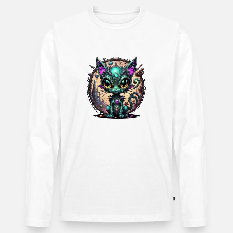 Galaxy cat - Männer Premium Bio Langarmshirt - Weiß