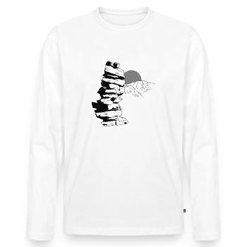 Stone Tower - Men's Premium Organic Long Sleeve Shirt - white - Front - Nico (187cm)