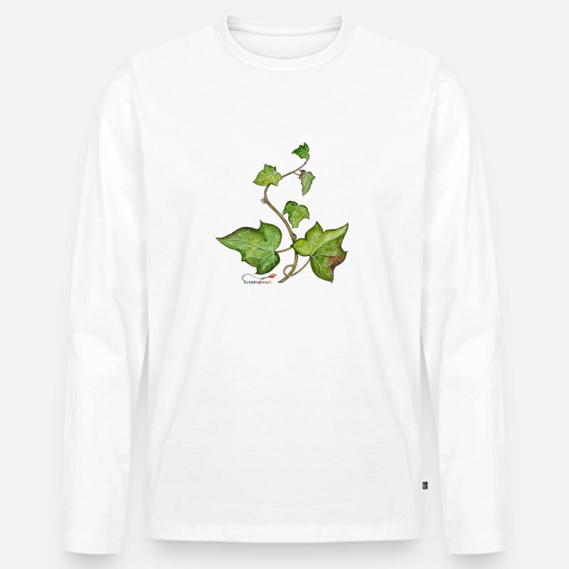 Efeu (Hedera helix) - Männer Premium Bio Langarmshirt - Weiß