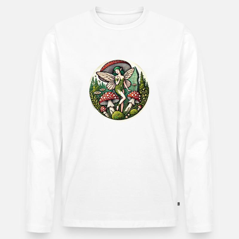 Pilz-Fee - Männer Premium Bio Langarmshirt - Weiß