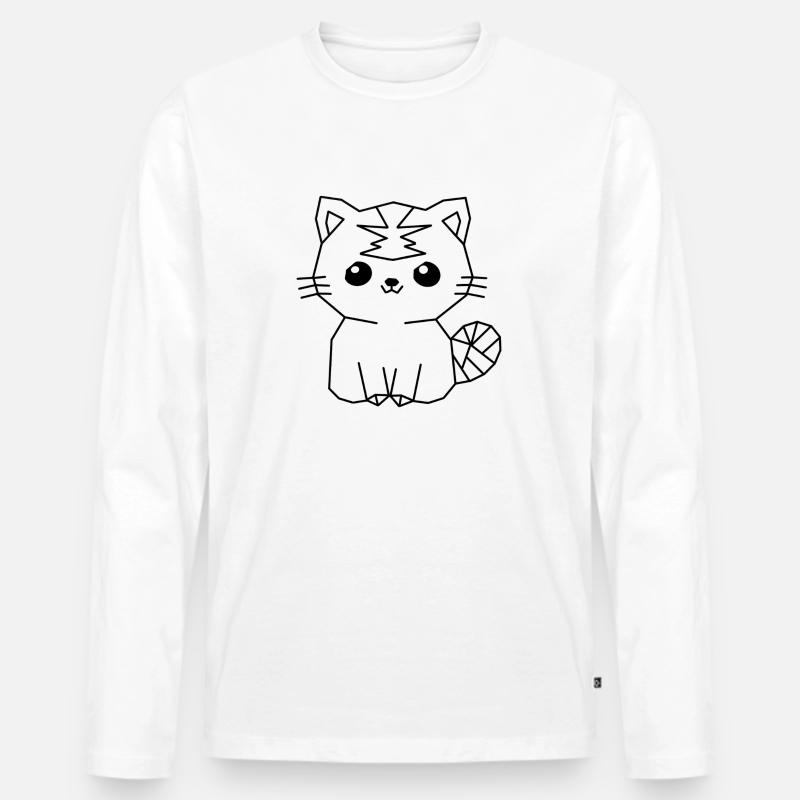 CAT-POLY - Männer Premium Bio Langarmshirt - Weiß