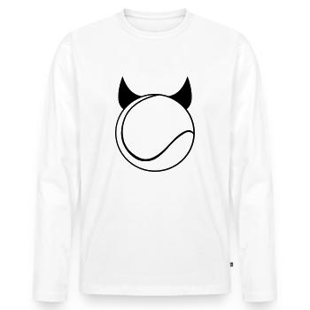 Tennis - Tennisball - Teufel - Männer Premium Bio Langarmshirt - Weiß - Vorne - Nico (187cm)