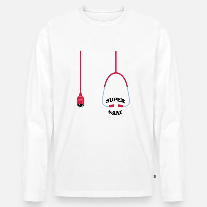 Super Sani - Männer Premium Bio Langarmshirt - Weiß