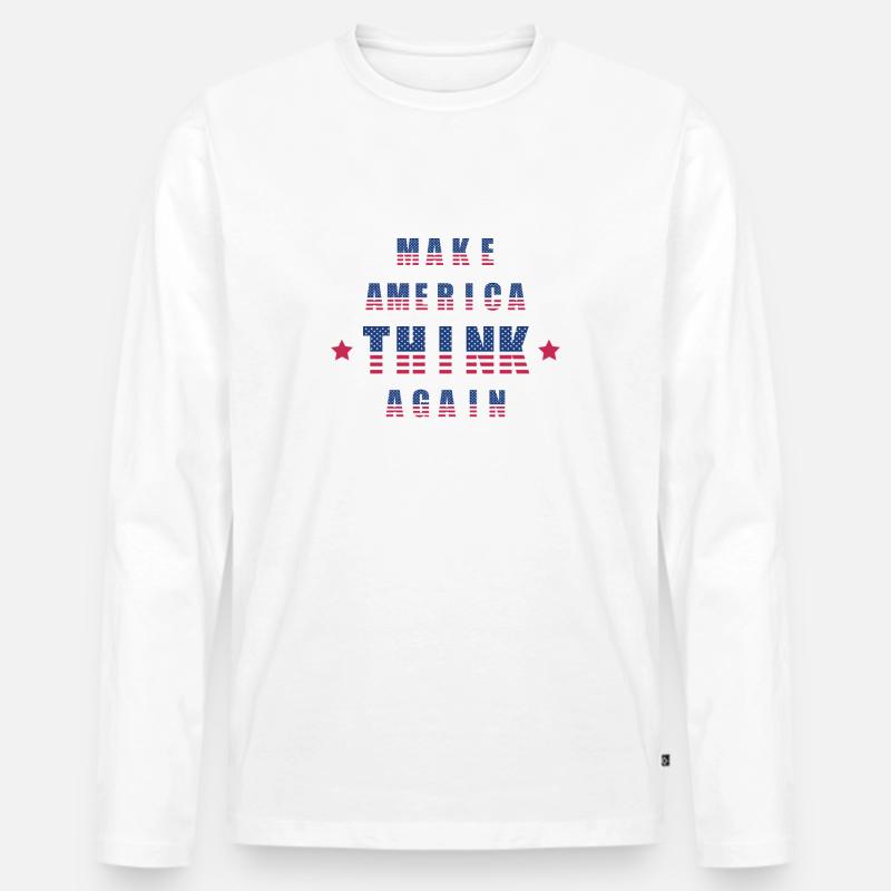 make america think again - Männer Premium Bio Langarmshirt - Weiß