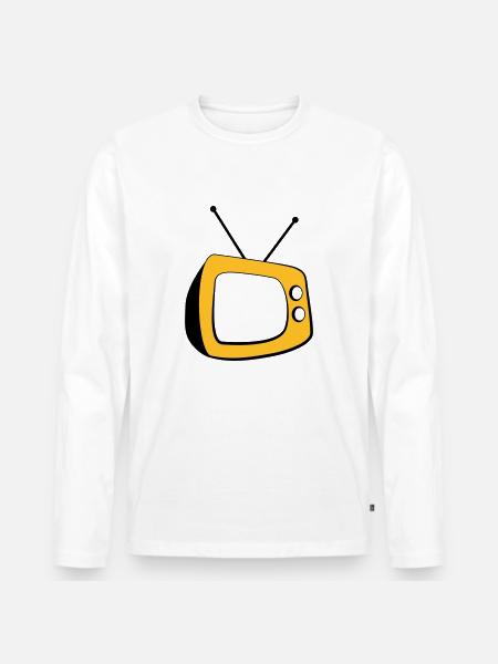 Retro TV Logo - Männer Premium Bio Langarmshirt - Weiß