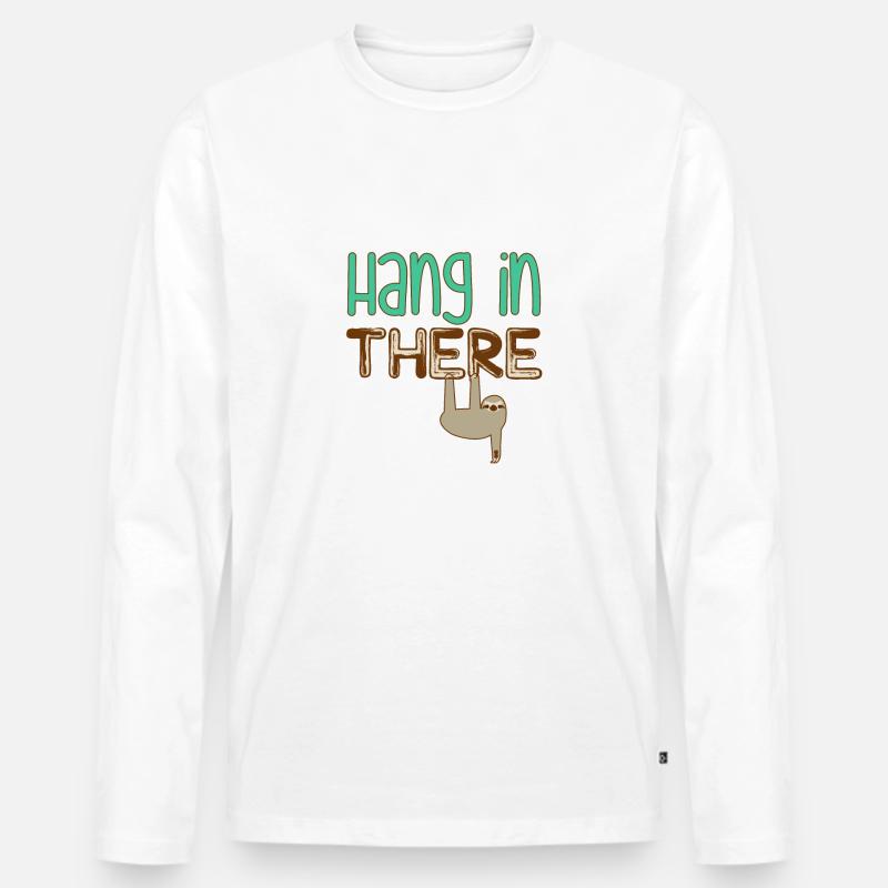 Lazy Sloth Hangout - Männer Premium Bio Langarmshirt - Weiß