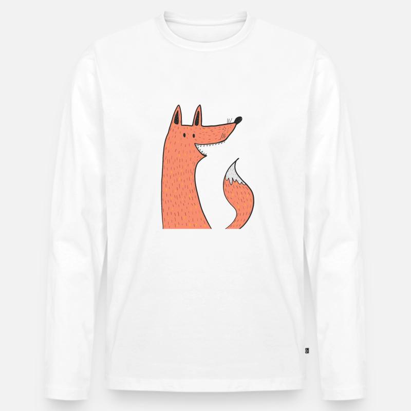 Fuchs Kinder Shirt - Männer Premium Bio Langarmshirt - Weiß