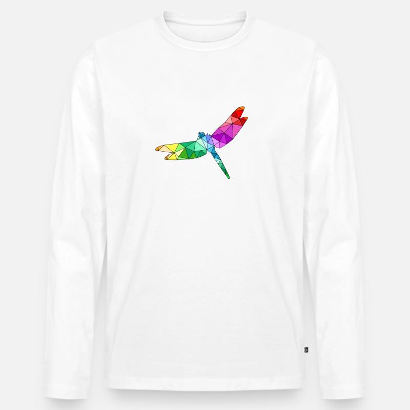 Libelle Polygon Flieger Drache - Männer Premium Bio Langarmshirt - Weiß