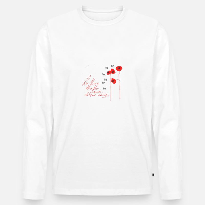 Mohnblumen Shirt, Geschenk,Geschenkidee, Geburt - Männer Premium Bio Langarmshirt - Weiß