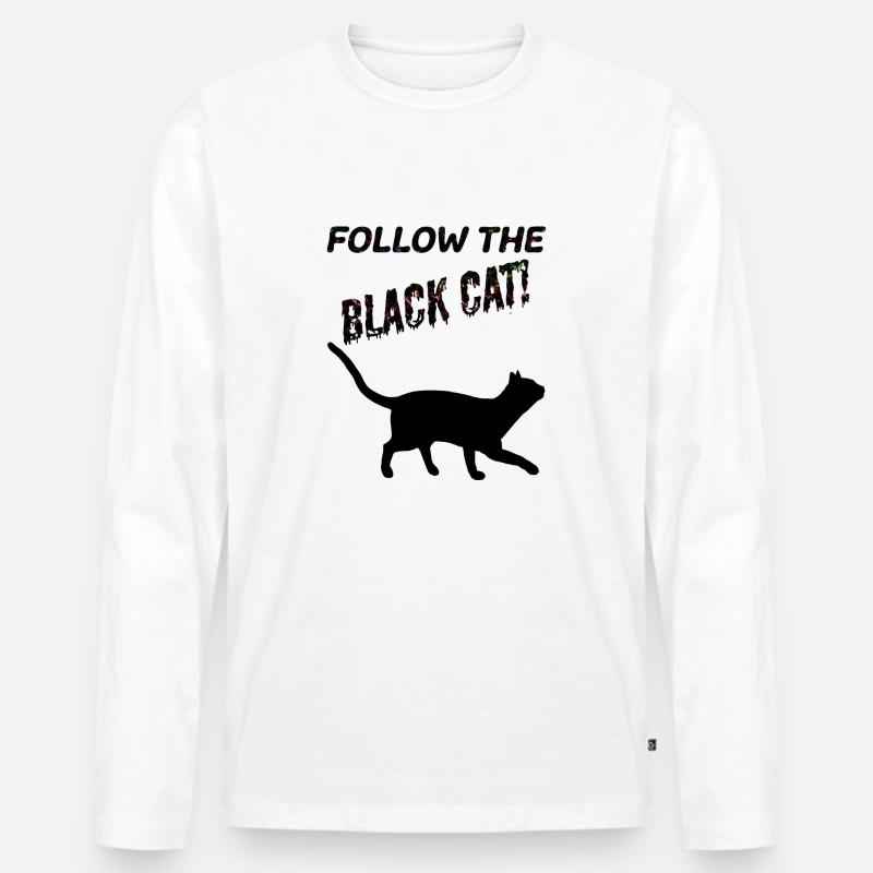 Black Cat - Männer Premium Bio Langarmshirt - Weiß