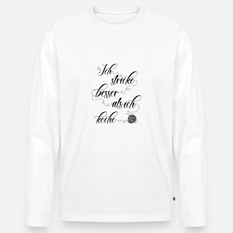 Stricken - Männer Premium Bio Langarmshirt - Weiß