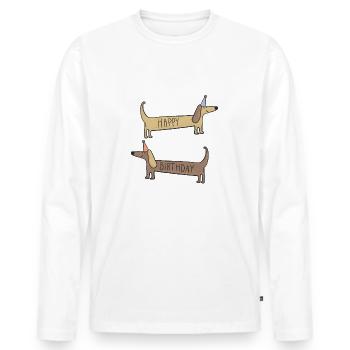 T-shirt de joyeux anniversaire de chien - T-shirt manches longues Premium bio Homme - blanc - Devant - Nico (187cm)