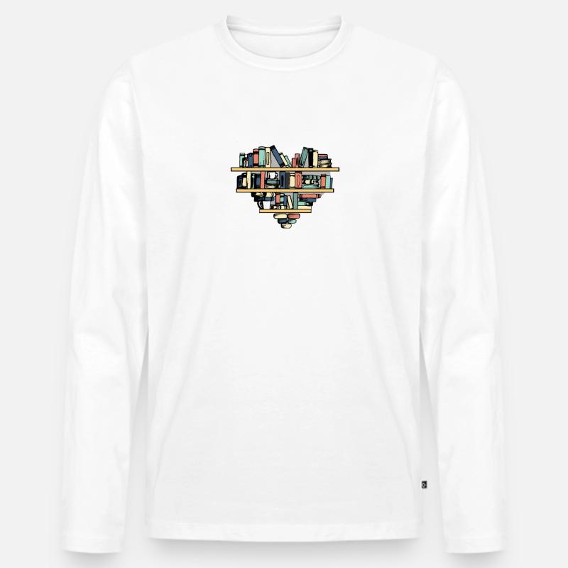 Kettenleser Lesen Buch Leseratte Leseeule - Männer Premium Bio Langarmshirt - Weiß