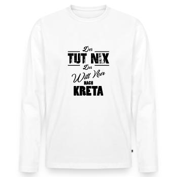 Crete - Men's Premium Organic Long Sleeve Shirt - white - Front - Nico (187cm)