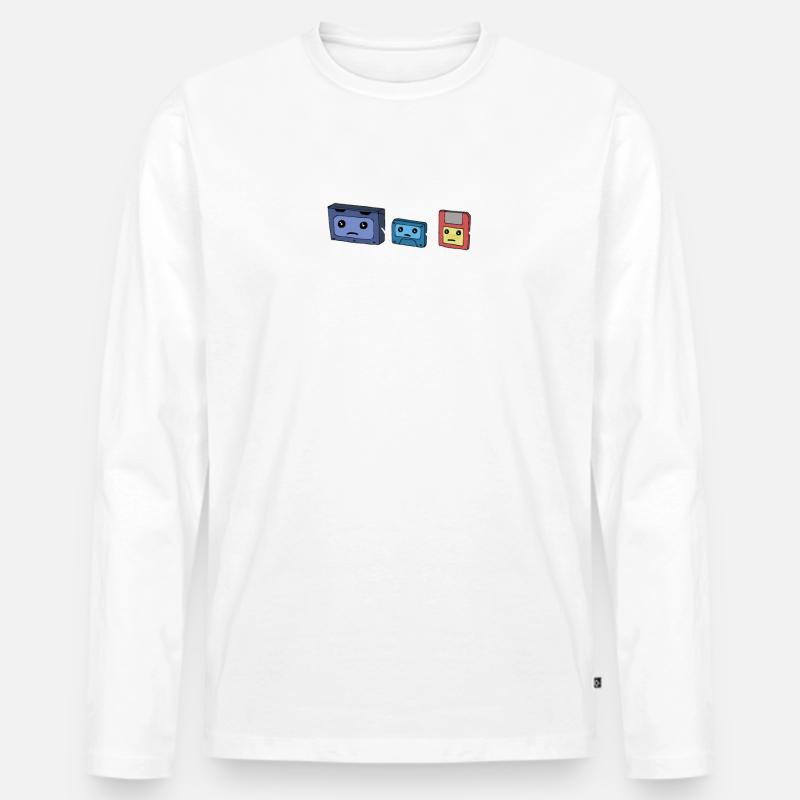 Kassette Diskette VHS Retro Kindheitserinnerung - Männer Premium Bio Langarmshirt - Weiß