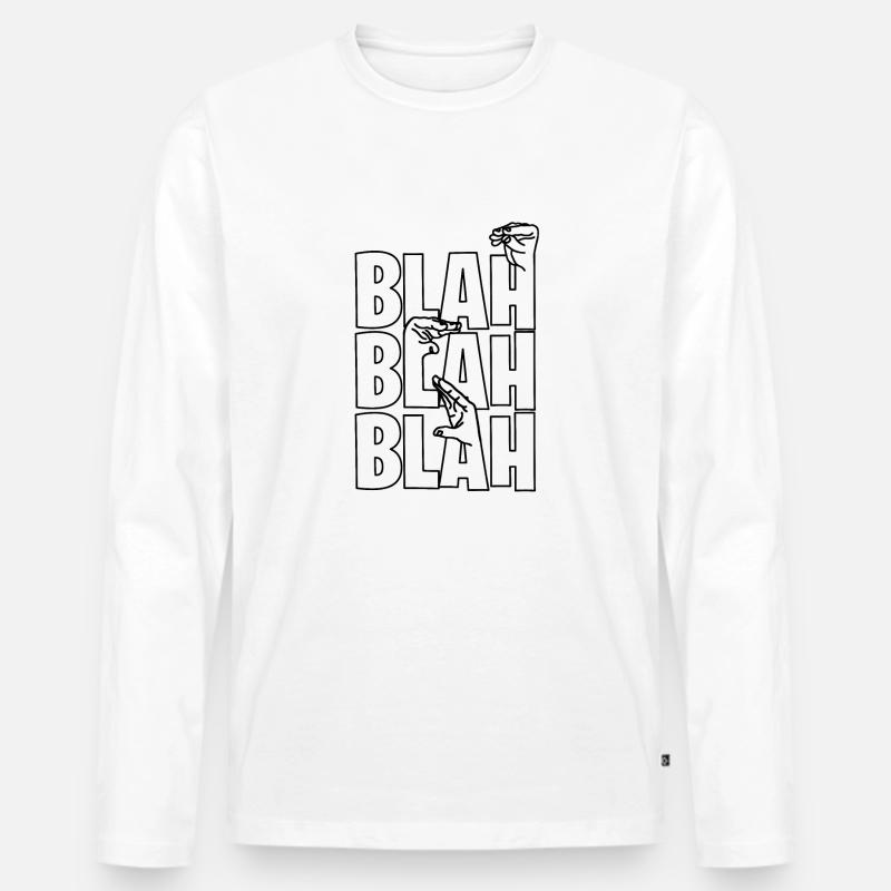 Blah Blah Blah - Männer Premium Bio Langarmshirt - Weiß