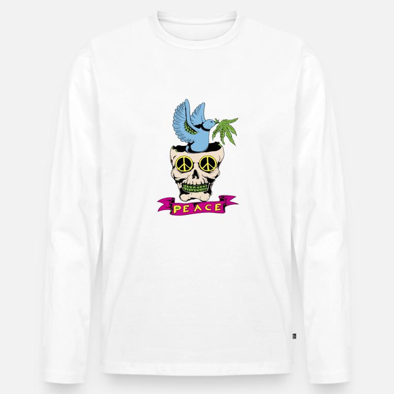 Peace Geschenk - Männer Premium Bio Langarmshirt - Weiß