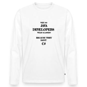 java developers joke Java Developer - T-shirt manches longues Premium bio Homme - blanc - Devant - Nico (187cm)