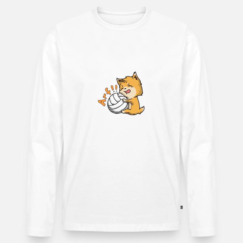 Fuchs Volleyball - Männer Premium Bio Langarmshirt - Weiß